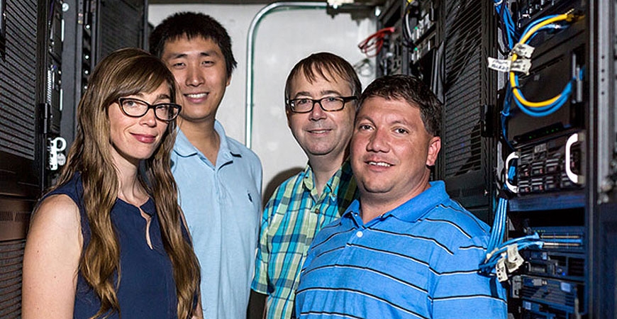 Chemistry Professors Christine Isborn, Liang Shi, Mike Colvin and Hrant Hratchian